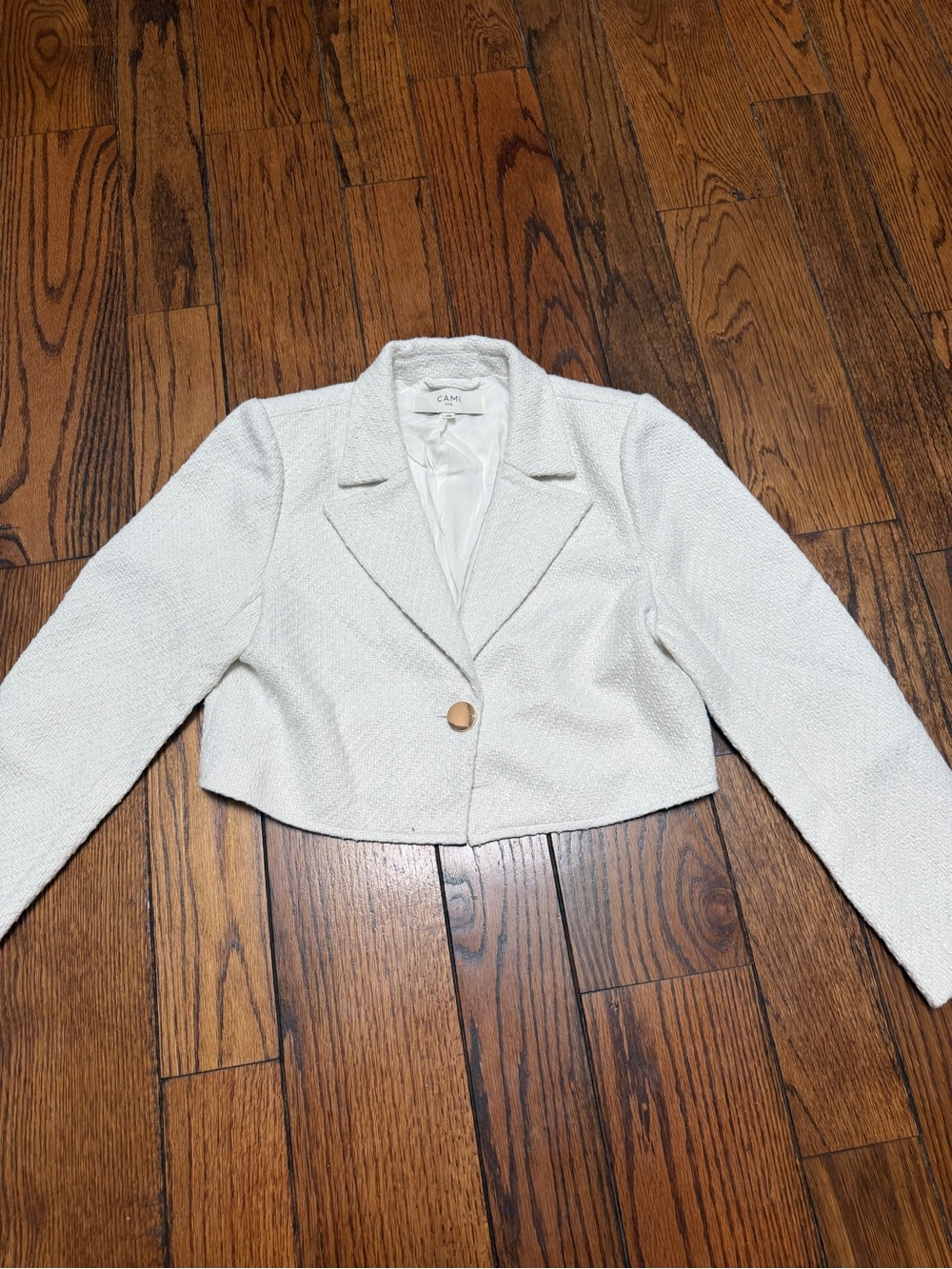 Cami NYC Cropped Cream Bouclé Single-Button Blazer